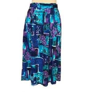 Vtg 80s bright patchwork floral print maxi skirt